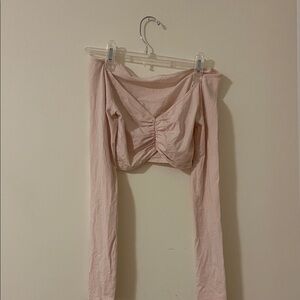 Italian Cute Baby Pink Long Sleeve Crop Top